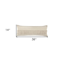14" X 36" Beige And Gray Cotton Chevron Throw Pillow