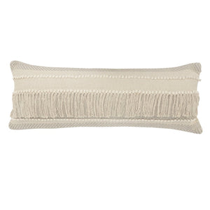 14" X 36" Beige And Gray Cotton Chevron Throw Pillow