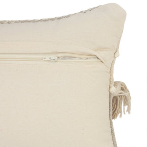 14" X 36" Beige And Gray Cotton Chevron Throw Pillow
