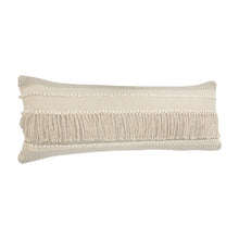 14" X 36" Beige And Gray Cotton Chevron Throw Pillow