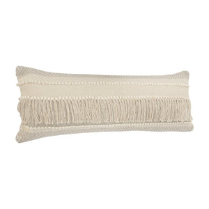 14" X 36" Beige And Gray Cotton Chevron Throw Pillow
