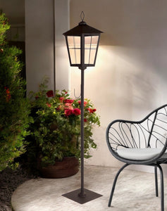 43" Black Glass and Metal Geometric Floor Lantern Candle Holder