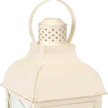 Set of Three Ivory Distressed Geometric Glass And Metal Floor Lantern Candle Holders