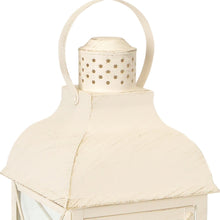 Set of Three Ivory Glass and Metal Geometric Floor Lantern Candle Holders