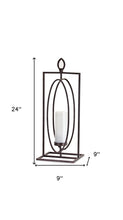 Set of Two Black Distressed Ornate Iron Tabletop Hurricane Candle Holders
