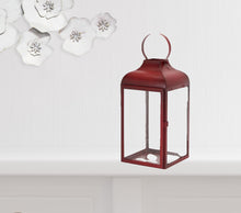 Set Of Two Red Flameless Floor Lantern Candle Holder