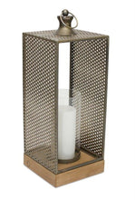 20" Brown Distressed Iron Floor Hurricane Candle Holder