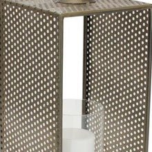 20" Brown Distressed Iron Floor Hurricane Candle Holder