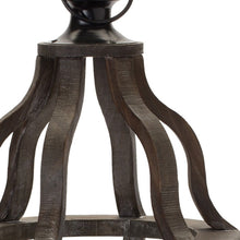 23" Black Wood and Glass Geometric Tabletop Lantern Candle Holder