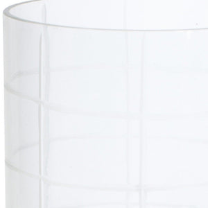 12" Silver and Clear Iron and Glass Geometric Tabletop Hurricane Candle Holder