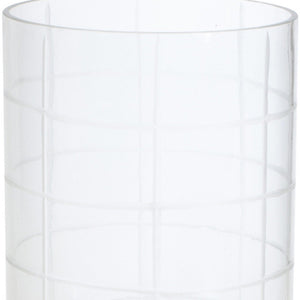 12" Silver and Clear Iron and Glass Geometric Tabletop Hurricane Candle Holder