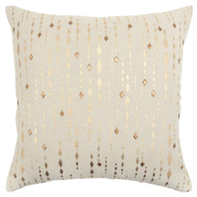 20" Gold and Ivory Cotton Pillow With Beads Edges