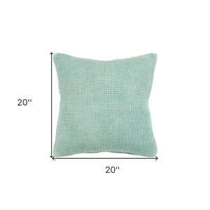 20" Mint Green Weave Cotton Blend Throw Pillow
