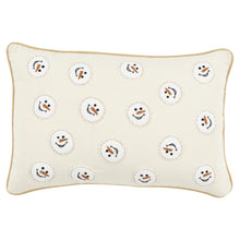 14" X 20" Beige and White Christmas Cotton Pillow With Applique, Embroidery Edges