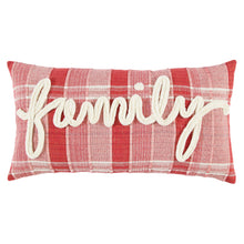 14" X 14" Red and Ivory Plaid Cotton Throw Pillow