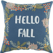 18" Blue and Pink Thanksgiving Cotton Pillow With Embroidery Edges