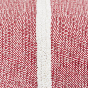 14" X 14" Red and White Cotton Pillow With Tassels Edges