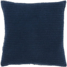 22" Navy Blue Striped Cotton Throw Pillow