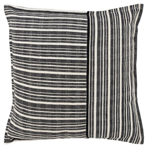 20" Black and White Cotton Pillow With Embroidery Edges