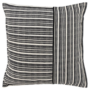 20" Black and White Cotton Pillow With Embroidery Edges