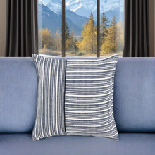 20" Blue and White Cotton Pillow With Embroidery Edges