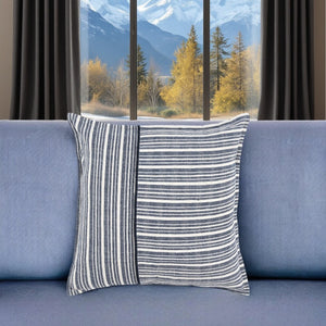 20" Blue and White Cotton Pillow With Embroidery Edges