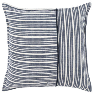 20" Blue and White Cotton Pillow With Embroidery Edges