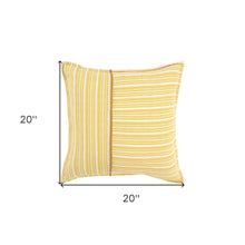 20" Yellow and White Cotton Pillow With Embroidery Edges