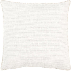 22" White Striped Cotton Throw Pillow