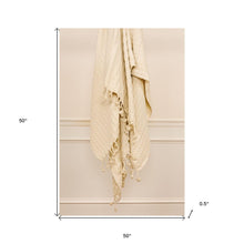 Ivory Knitted 100% Cotton Throw Blanket