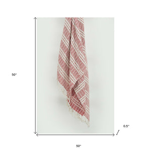 Red Woven 100% Cotton Throw Blanket