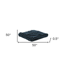 Teal Blue Woven 100% Woven Textured Cotton Throw Blanket