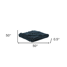 Teal Blue Woven 100% Woven Textured Cotton Throw Blanket