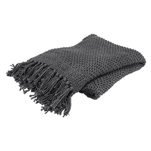 50" X 60" Gray Cotton Woven Throw Blanket