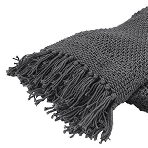 50" X 60" Gray Cotton Woven Throw Blanket