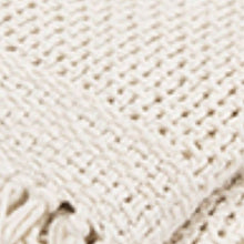 50" X 60" White Cotton Knitted Throw Blanket with Fringe
