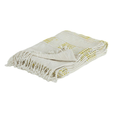 Yellow Woven Cotton Throw Blanket