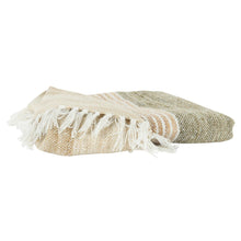 50" X 60" Beige Brown And Ivory Recycled Poly PET Striped Throw Blanket with Tassels