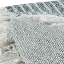 Gray and White Woven Recycled PET Polyester Throw Blanket with Tassels