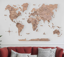 47" X 79" Wood Brown Wood World Map Hanging Dimensional Sculpture