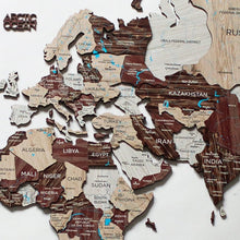 35" X 59" Brown and Beige Wood World Map Hanging Dimensional Sculpture