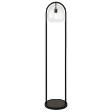 65" Black Column Floor Lamp With Clear Seeded Glass Globe Shade