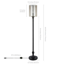68" Black Torchiere Floor Lamp With Clear Transparent Glass Drum Shade