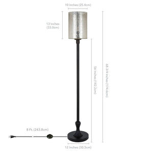 68" Black Torchiere Floor Lamp With Clear Transparent Glass Drum Shade