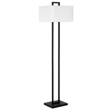 68" Black Traditional Shaped Floor Lamp With White Frosted Glass Rectangular Shade