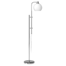 68" Nickel Adjustable Reading Floor Lamp With White Frosted Glass Globe Shade