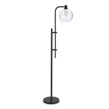 68" Black Adjustable Reading Floor Lamp With Clear Seeded Glass Globe Shade