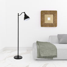 65" Black Swing Arm Floor Lamp With Black Cone Shade