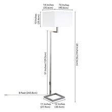 64" Nickel Floor Lamp With White Frosted Glass Rectangular Shade
