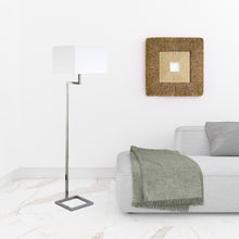 64" Nickel Floor Lamp With White Frosted Glass Rectangular Shade